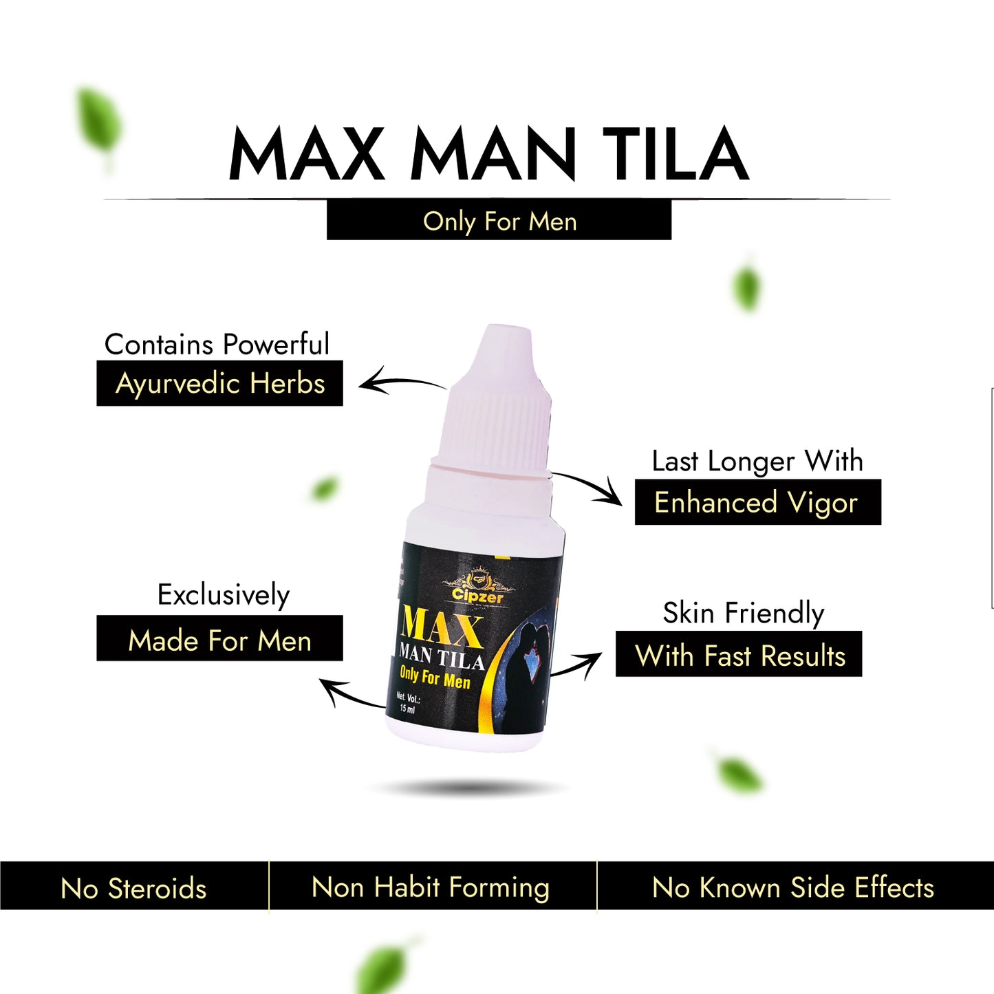 Max Man Tila 15 ML Herbal Massage Oil for Men’s Self-Care & Relaxation Routine
