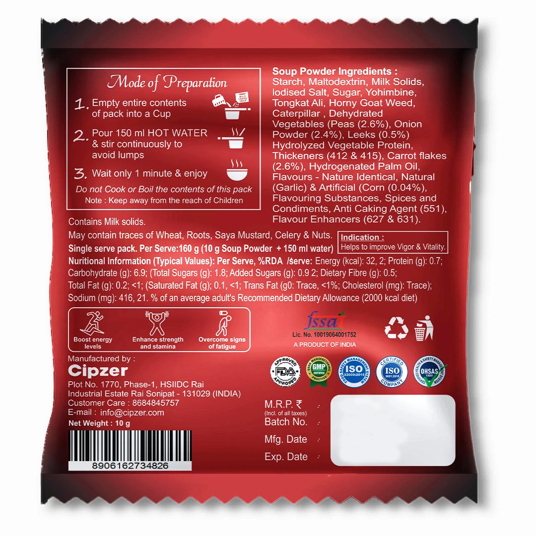 Cipzer Wild Horse Plus Mixed Vegetable Wellness Soup | Energy, Stamina & Daily Strength Support | Herbal & Vegetable Based Nutrition | 10g Sachet - Cipzer