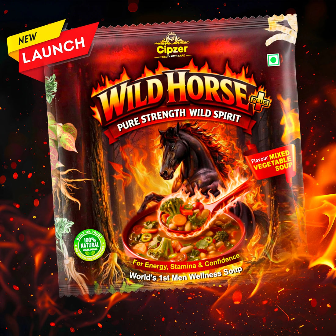 Cipzer Wild Horse Plus Mixed Vegetable Wellness Soup | Energy, Stamina & Daily Strength Support | Herbal & Vegetable Based Nutrition | 10g Sachet - Cipzer