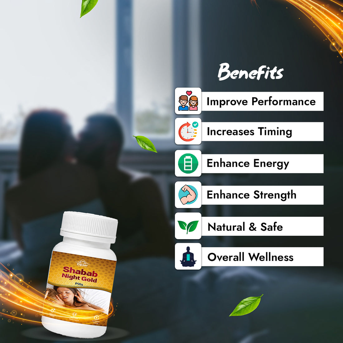 Cipzer Shabab Night Gold Pills | Unani Vigour & Vitality Supplement | Helps Improve Performance – 10 Pills