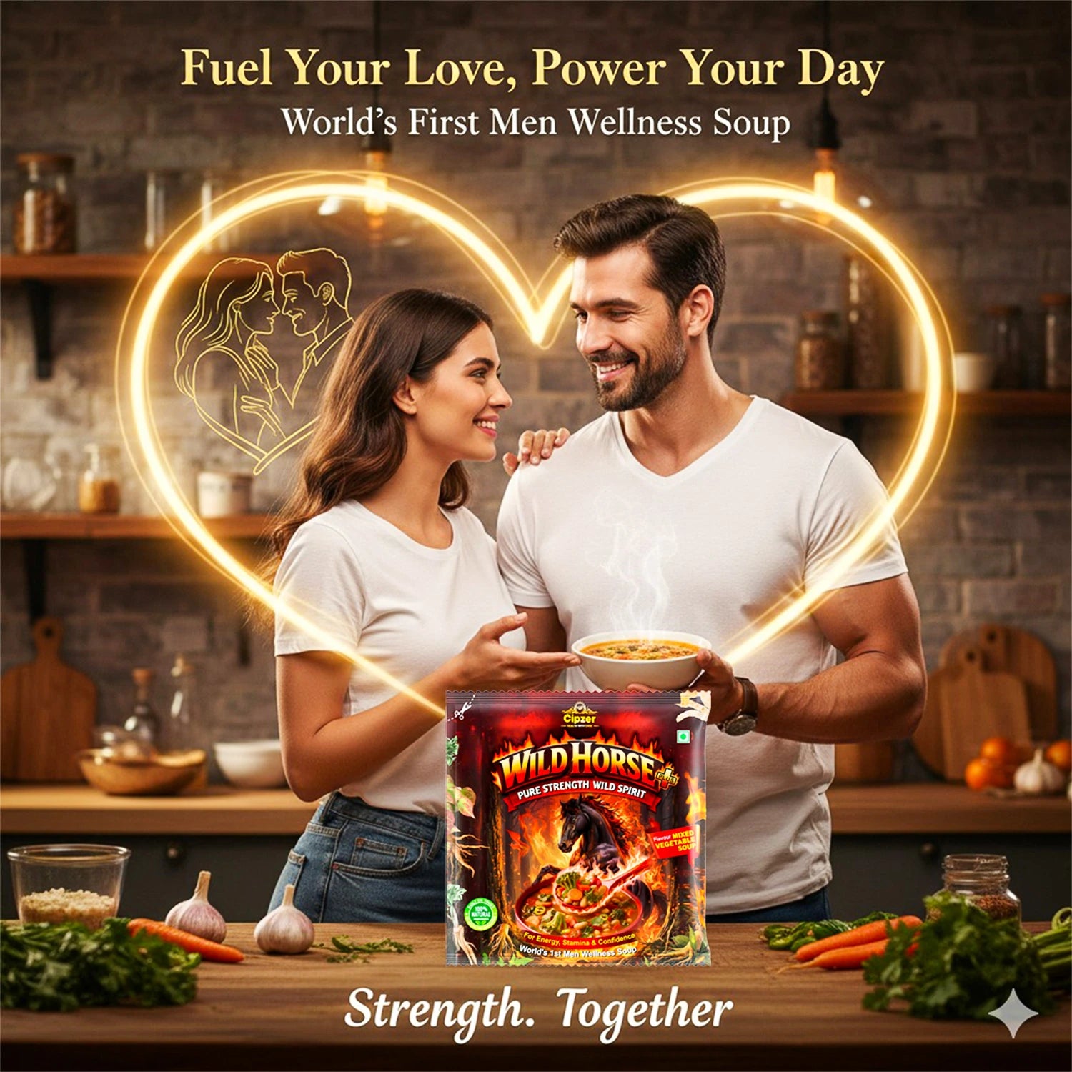 Cipzer Wild Horse Plus Mixed Vegetable Wellness Soup | Energy, Stamina & Daily Strength Support | Herbal & Vegetable Based Nutrition | 10g Sachet - Cipzer