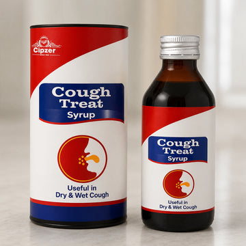 Cipzer Cough Treat Syrup 200 ML | Ayurvedic Herbal Cough Relief Syrup for Dry & Wet Cough