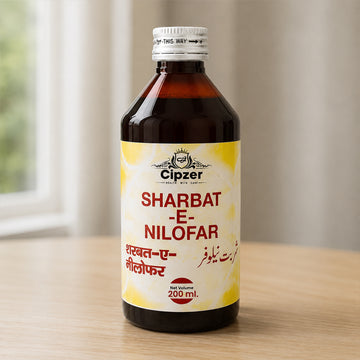 Cipzer Sharbat-E-Nilofar 200 ML Herbal Cooling Syrup for Body Heat, Fever Support & Hydration